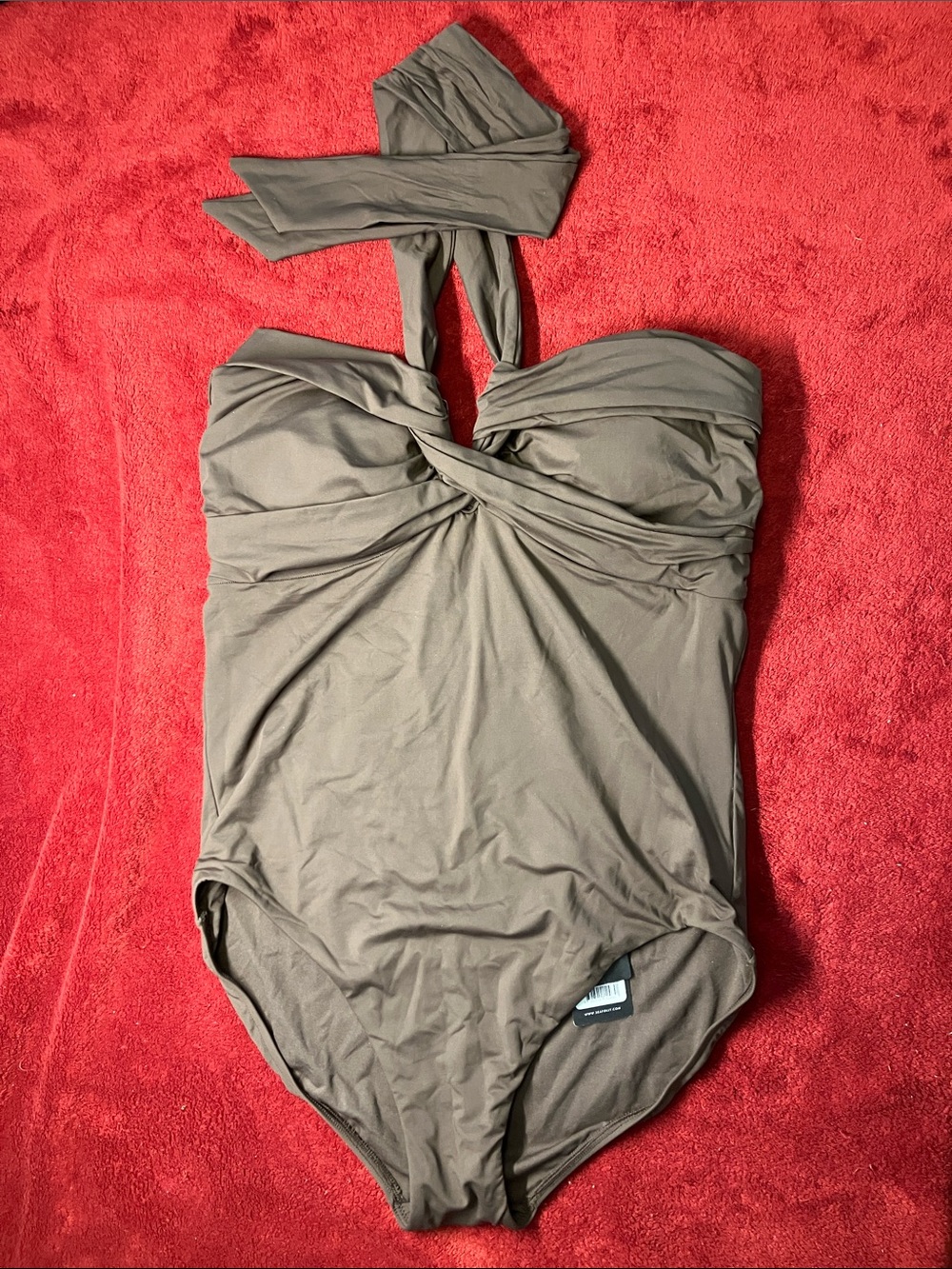 Seafolly Collective Halter Bandeau One Piece, US 12,Dark Chocolate